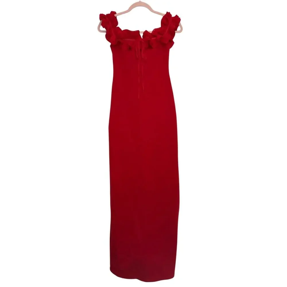 Meshki Red Off-Shoulder Ruffle Maxi Dress - Picture 6 of 16